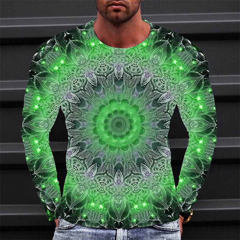 Herren Graphic Technologie T Shirt Tee Langarm T-Shirt 3D-Druck Rundhalsausschnitt Hemd Modisch Designer Einfach Outdoor Casual Täglich Gelb Blau Grün Frühling & Herbst Bekleidung S M L XL 2XL 3XL 2025 - $19.99 –P2
