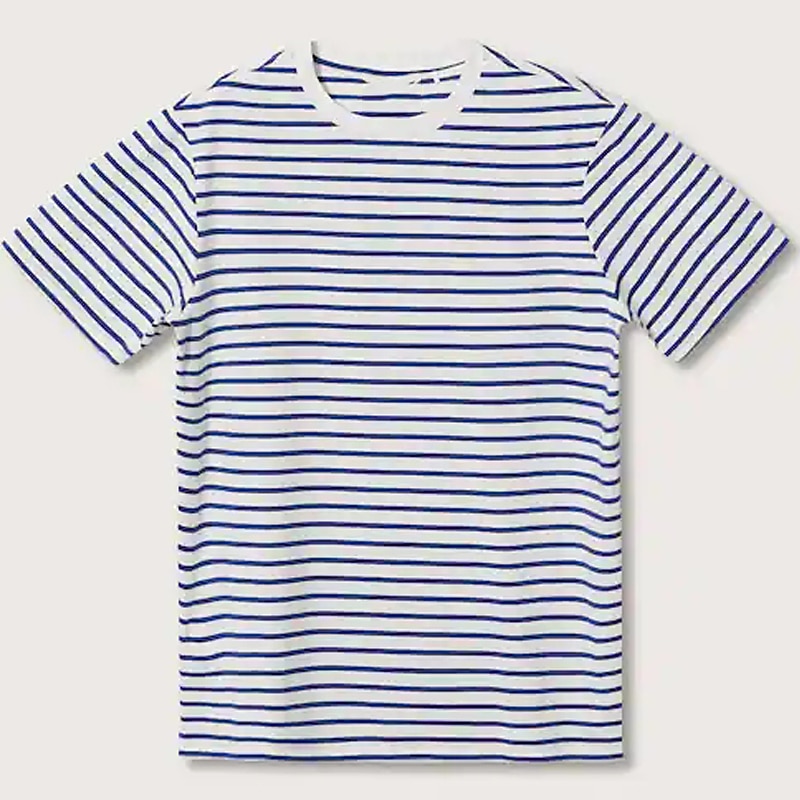 Per uomo Camicia a righe Maglietta Maniche Corte Girocollo Estate