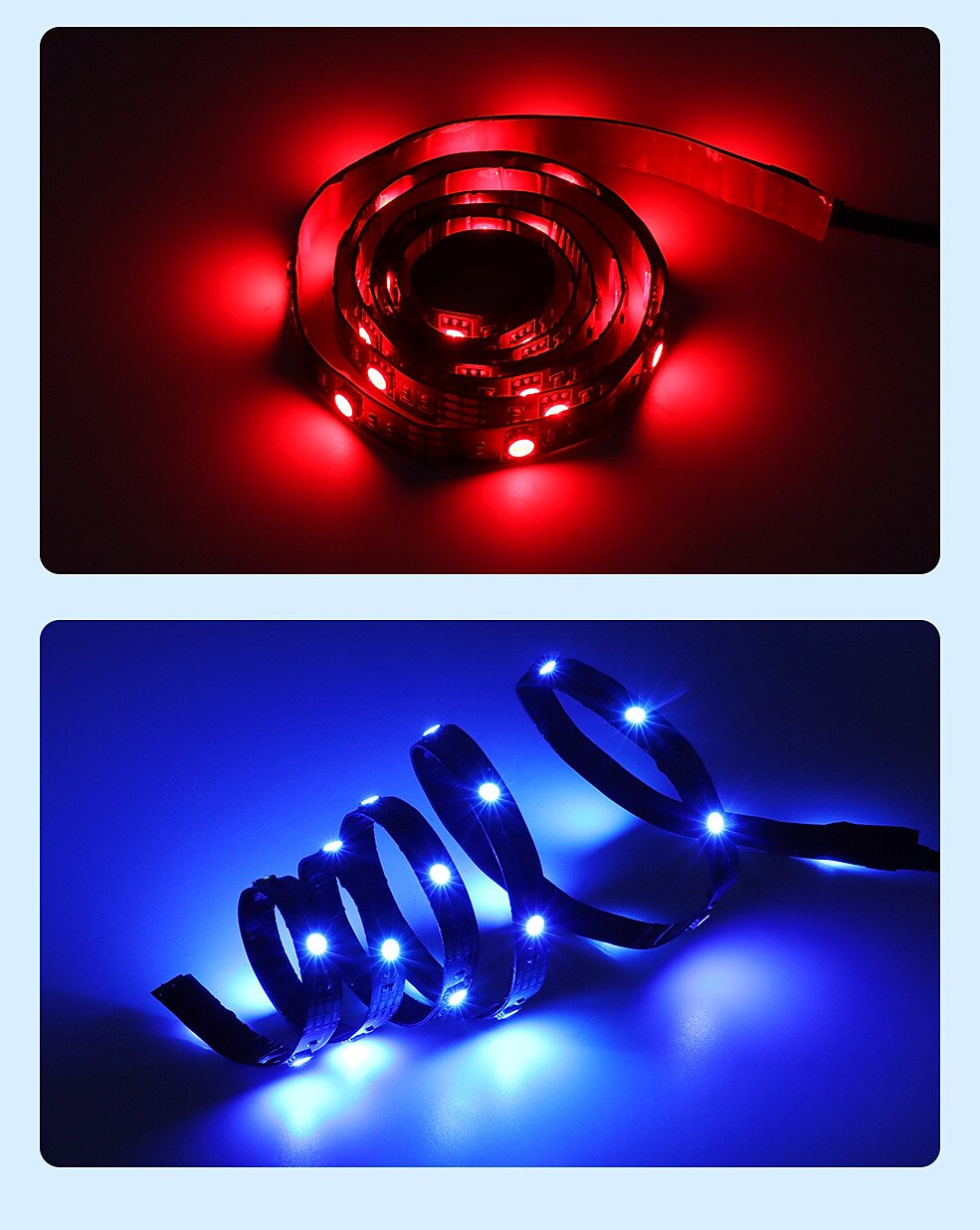 tv led backlights app control rgb smart led strip lights avec wifi atmosphère lumière avec usb tv fond lumière 5v salon led couleur atmosphère lumière télécommande de 2025 ? $10.49 –P1