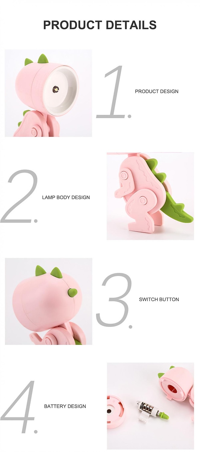 mini led noapte dinozaur pentru copii desene animate pentru copii reglabil laptop dormitor noptiera decor 2025 - $8.49 –P1