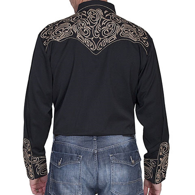 Herren Blumen Grafikdrucke Hemd Westernhemd Cowboy-Shirt Langarm Mode Streetwear Designer Outdoor Täglich Herbst Winter Umlegekragen Druck Button-Down Schwarz Rote Blau Grün 2025 - $26.99 –P2