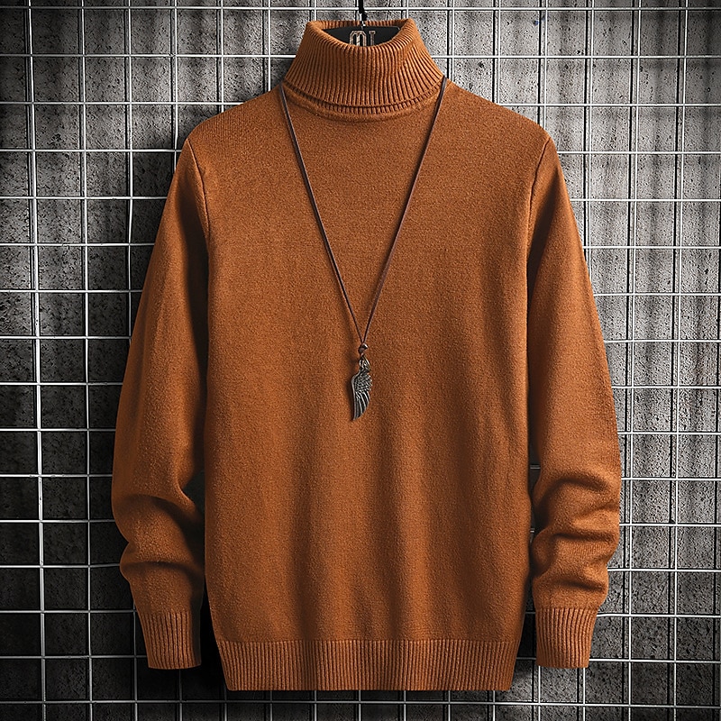Men's Sweater Pullover Sweater Jumper Ribbed Knit Knitted Plain Mock Neck Stylish Casual Daily Wear Vacation Clothing Apparel Spring &  Fall Black White S M L 2025 - $23.99 –P9