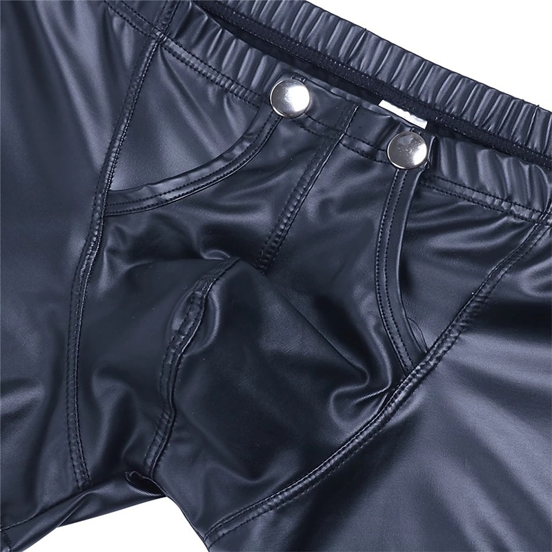 Men's Casual Shorts Faux Leather Shorts Solid Colored Comfort Soft Home Casual Clubwear Sexy Black 2026 - $17.49 –P3