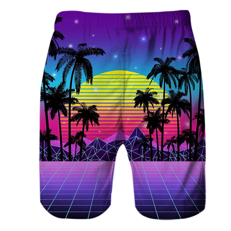 Men's Coconut Tree Graphic Prints Swim Trunks Swim Shorts Board Shorts Mid Waist Hawaiian Boho Casual Daily Holiday Drawstring with Mesh lining Elastic Waist Designer Clothing Apparel 2025 - $19.99 –P12
