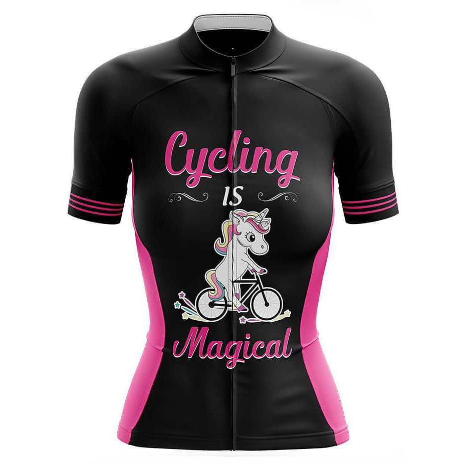 Women's Cycling Jersey Graphic Rainbow Unicorn Short Sleeve Bike Jersey Top with 3 Rear Pockets Mountain Bike MTB Road Bike Cycling Fast Dry Quick Dry Soft Reflective Strips Sports Rose Red + Black 2026 - $30.99 –P12