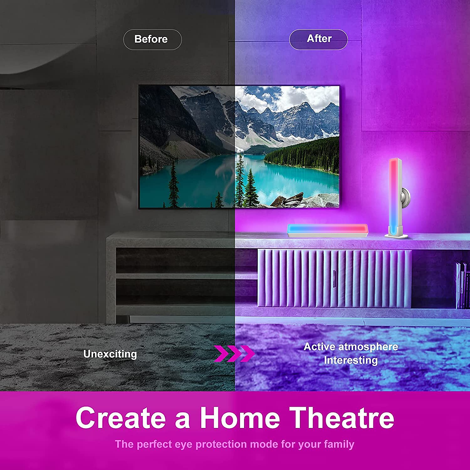 LED Smart Light Bar with Control Ambient Lights Tuya Smart Wifi LED Computer Desktop Background Atmosphere Light E-sports RGB Slide Light with Bluetooth Music Pickup Light RGBIC Plug Power Supply2 Pcs 2025 - $44.99 –P4
