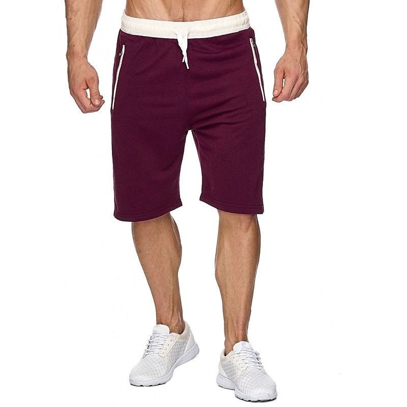 Men's Athletic Shorts Active Shorts Sweat Shorts Pocket Drawstring Solid Colored Comfort Wearable Knee Length Outdoor Daily Streetwear Casual Black Wine Micro-elastic 2025 - $12.49 –P14