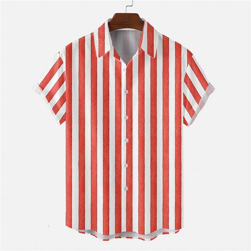 Men's Heart Shirt Button Up Shirt Short Sleeve Tropical Fashion Hawaiian Casual Holiday Beach Summer Spring Turndown Print Button-Down Black White Wine Red Rainbow 2025 - €23.99 –P4