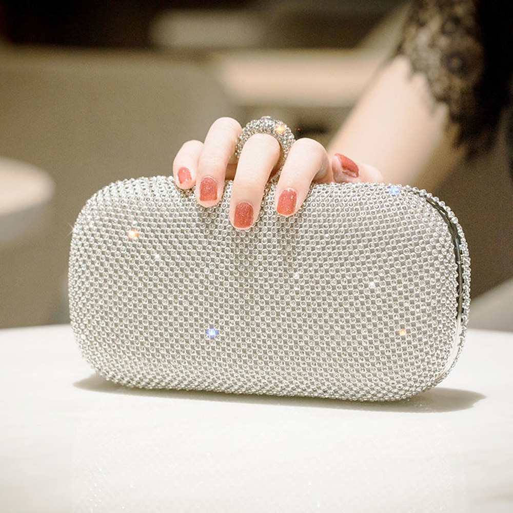 Silver Diamante Ring Clutch Bag | Aftershock Gold | AFTERSHOCK GOLD |  SilkFred US