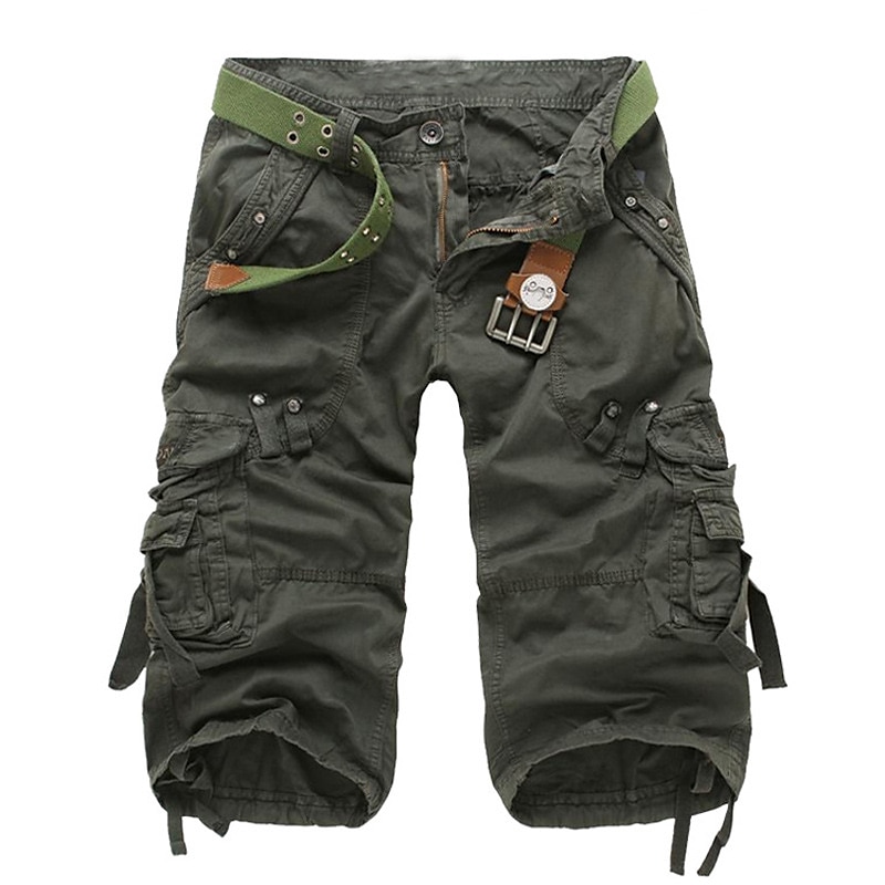 Men's Cargo Shorts Shorts Capri Pants Multi Pocket Straight Leg Solid Colored Comfort Wearable Calf-Length Outdoor Daily Sports Stylish Yellow Army Green 2025 - $30.99 –P6