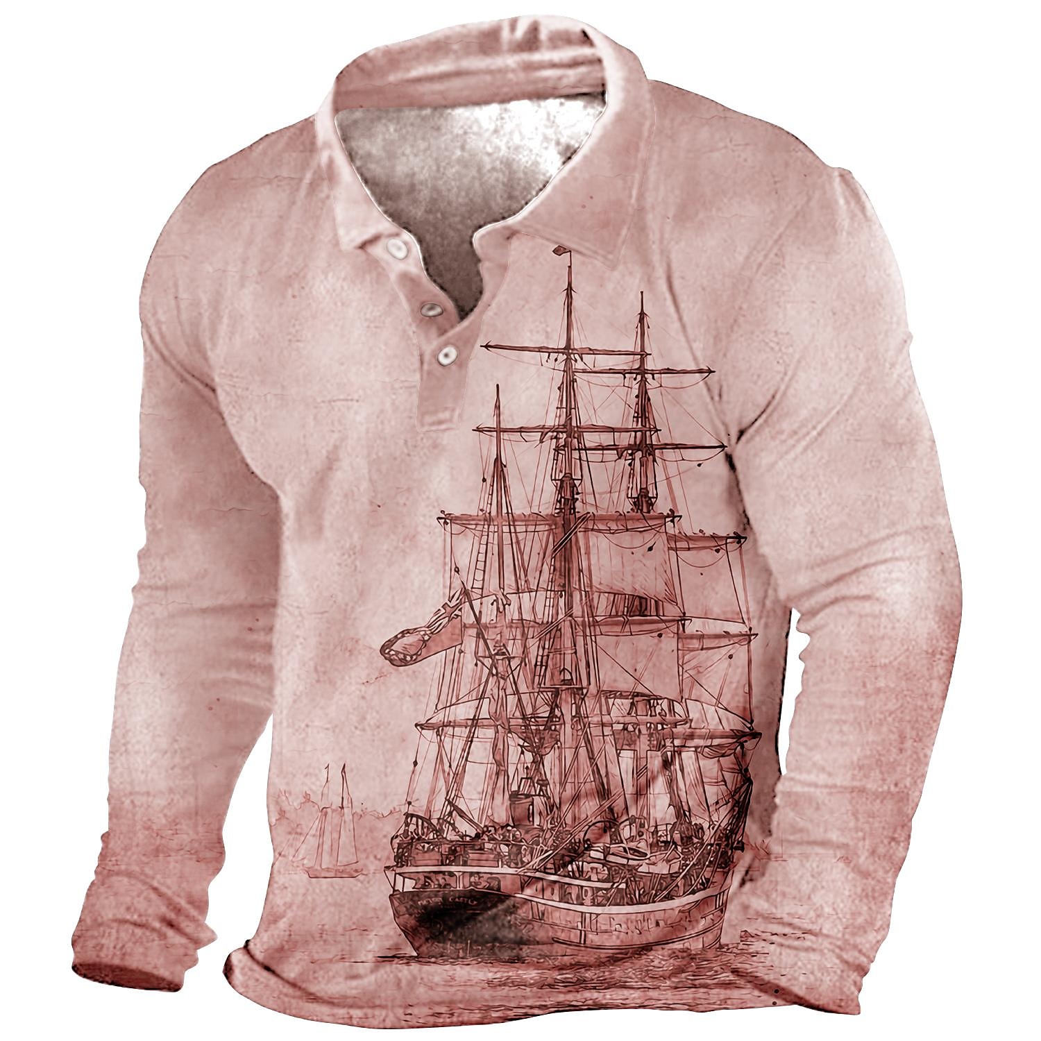 Herren Nautisch Poloshirts Golfshirt Langarm Polo-Shirts Hemden mit Kragen Vintage Lässig Urlaubskleidung Bootskleidung Party-Outfits Knöpfe 3D-Druck Rote Königsblau Blau 2025 - $23.99 –P5