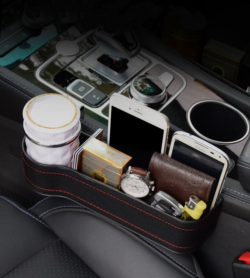 Leather Car Seat Gap Filler Organizer with Cup Holder, Multifunctional Storage Box for Vehicle Seat Side 2025 - $17.99 –P2