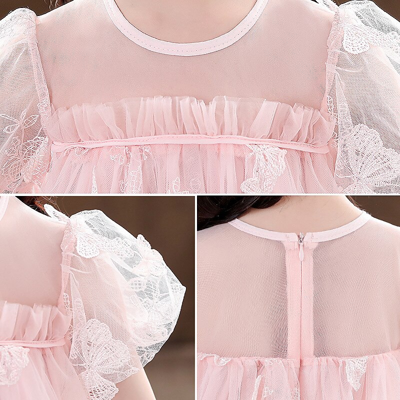 Princesa Até os Joelhos Vestido para Meninas das Flores Festa de Casamento Meninas Lindo Vestido de Baile Renda com Renda Estilo Praia Ajuste 3-16 anos de 2025 por $52.99 –P4