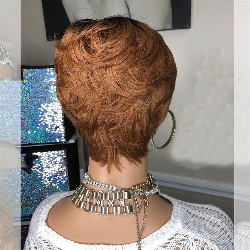 parrucche kabadu pixie cut per donne nere parrucche brasiliane capelli umani con frangia f1b27 parrucche bionde afroamericane parrucche glueless densità 150% del 2025 a $23.99 –P9
