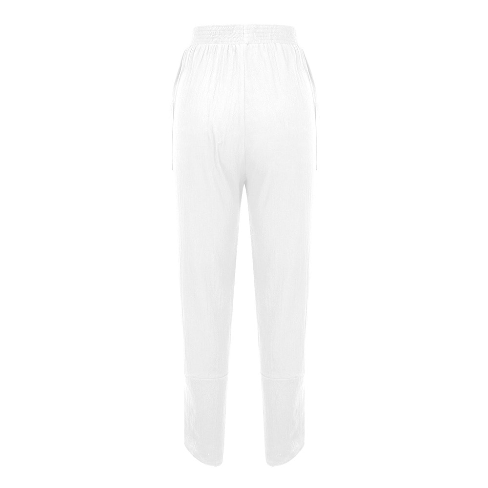 Damenhose aus Baumwollleinen mit Seitentaschen, weites Bein, locker lässig, Sommer, Herbst, Weiß, Hellblau, S, 2XL 2025 - $21.99 –P10