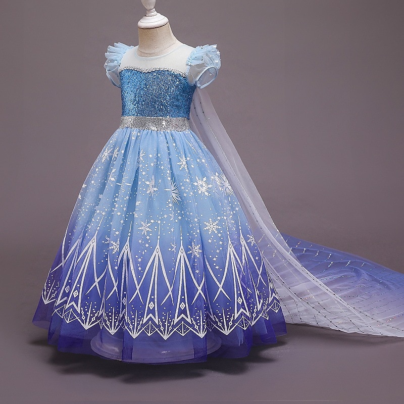conjunto com vestido de tule princesa capa com capuz capa elsa coroa luvas varinha colar brincos meninas roupas congeladas vestido de menina flor filme cosplay fantasia cosplay festa de carnaval dia de 2025 por $50.99 –P2