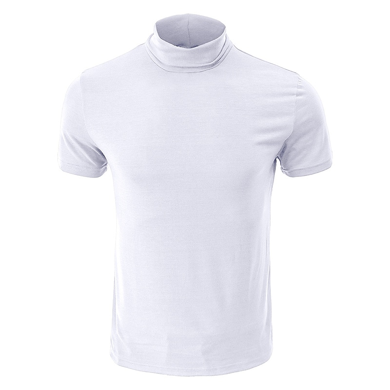 Voor heren T-shirt Coltrui Korte mouw Hoge nek Zomer Effen Stijlvol Modern eigentijds Comfortabel Vakantie Uitgaan Casual / Dagelijks Koffie Top T-shirt voor mannen 2026 - $18.99 –P15
