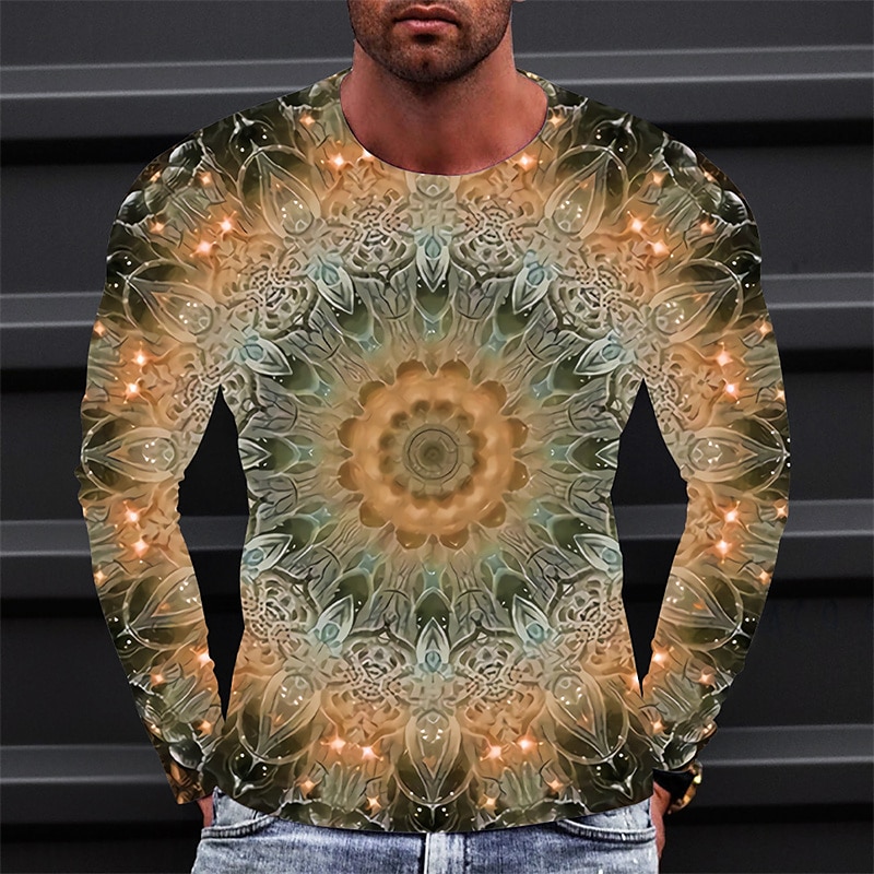 Herren Graphic Technologie T Shirt Tee Langarm T-Shirt 3D-Druck Rundhalsausschnitt Hemd Modisch Designer Einfach Outdoor Casual Täglich Gelb Blau Grün Frühling & Herbst Bekleidung S M L XL 2XL 3XL 2025 - $19.99 –P3