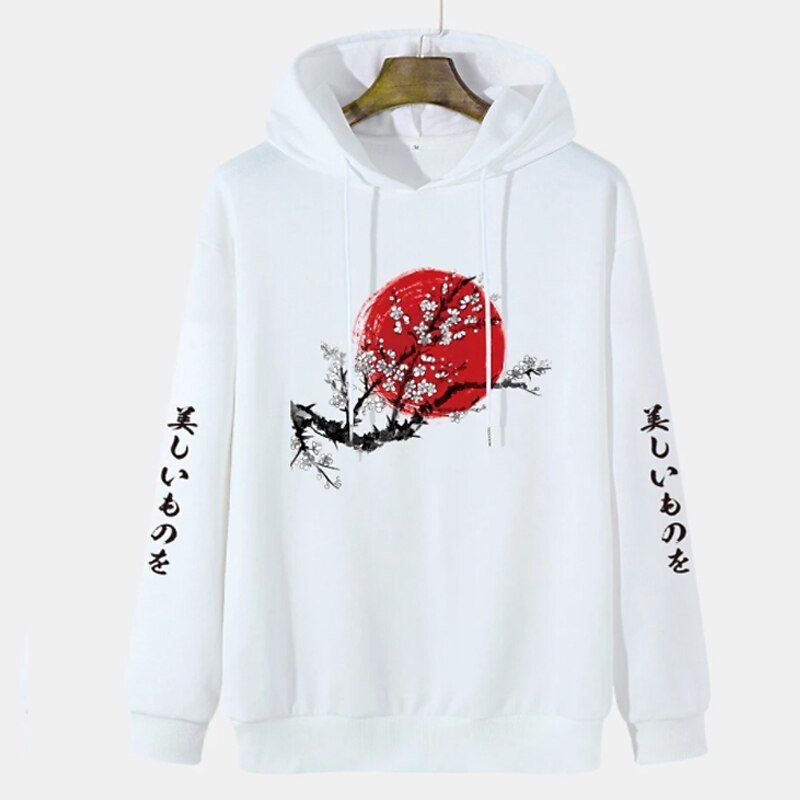 Herr Blommig Grafiska tryck Huvtröja Huvtröjor Tröja Streetwear Grundläggande Långärmad Huva Sport & Utomhus Dagligen Sport Vit Grå Vår & Höst Designer 2025 - $31.99 –P1