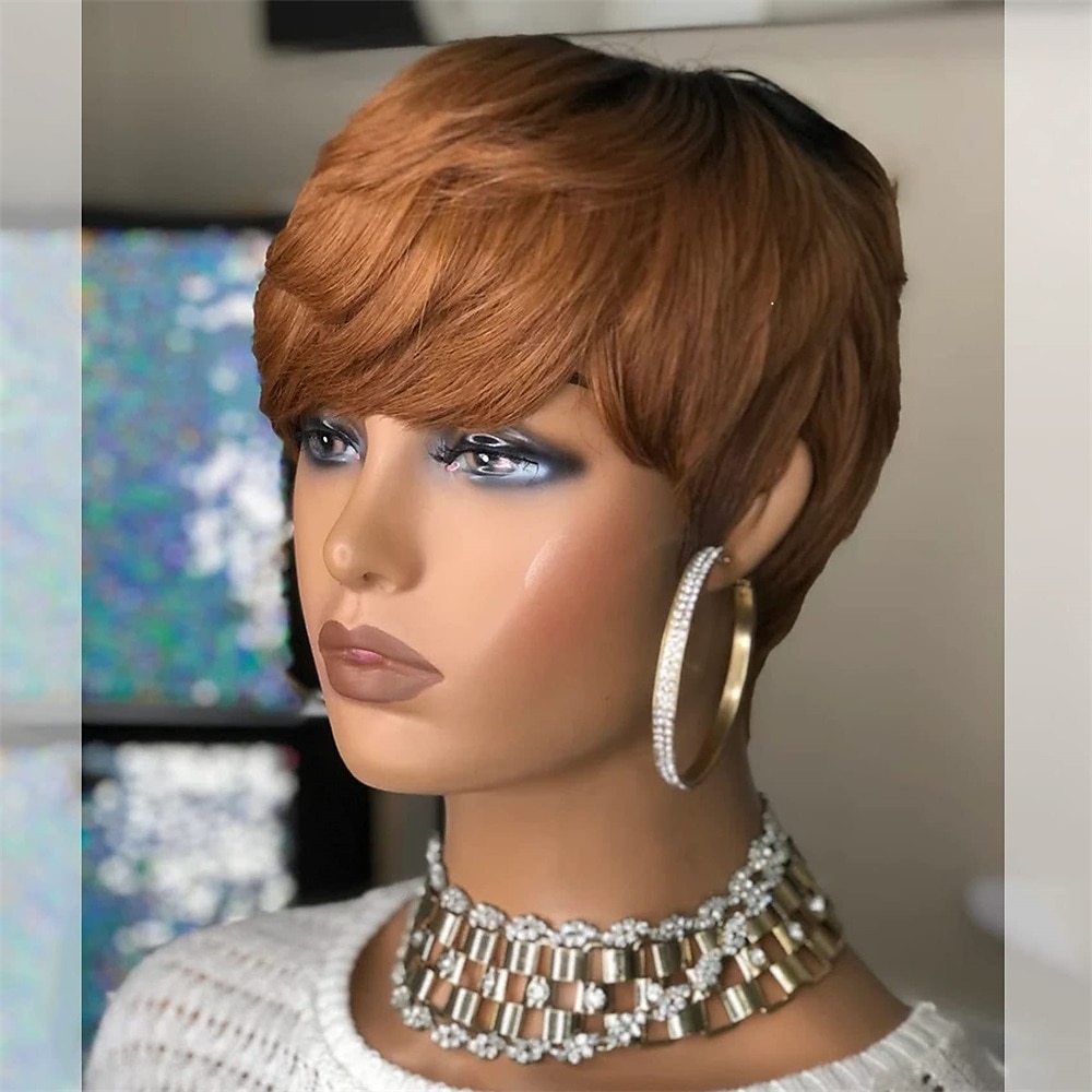 parrucche kabadu pixie cut per donne nere parrucche brasiliane capelli umani con frangia f1b27 parrucche bionde afroamericane parrucche glueless densità 150% del 2025 a $23.99 –P6