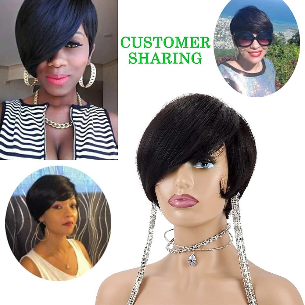 Pixie Cut Wigs for Black Women Human Hair Brazilian Real Human Hair Short  Layered Pixie Wigs