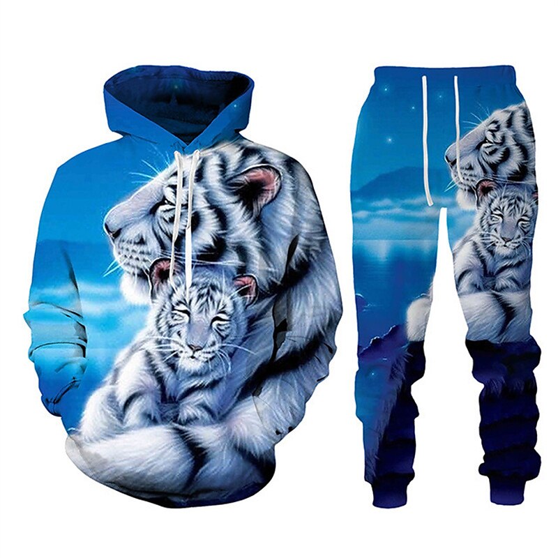 Homens Gráfico Tigre 2pcs Conjuntos de moletom 3D Moletom Moletons Manga Longa Calças compridas Com Capuz Roupa de rua Designer Básico Desportos e Ar livre Casual Esportes Imprimir Primavera Outono de 2025 por $38.99 –P6