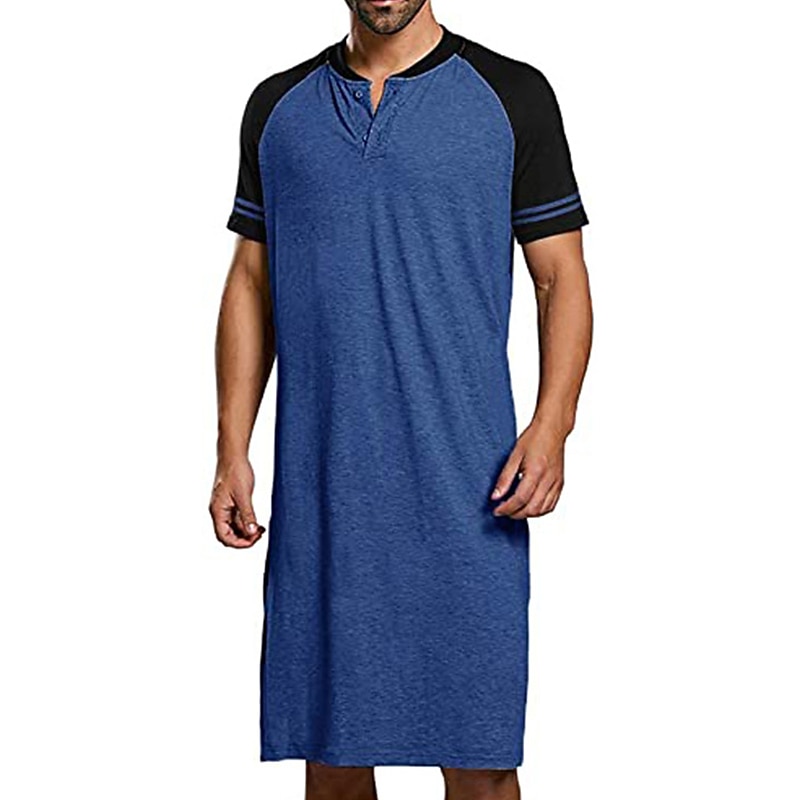 Herren Schlafanzug Hausanzug Morgenmantel Nachtwäsche Glatt Stilvoll Casual Komfort Heim Täglich Polyester Komfort Elastische Taille Sommer Blau Grau 2026 - $28.99 –P2