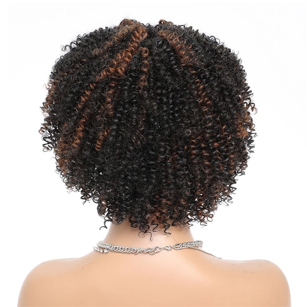 Peruca afro encaracolada curta com franja perucas encaracoladas afro kinky para mulheres negras sem cola peruca cheia sintética resistente ao calor perucas de substituição encaracoladas macias de 2025 por $31.99 –P4