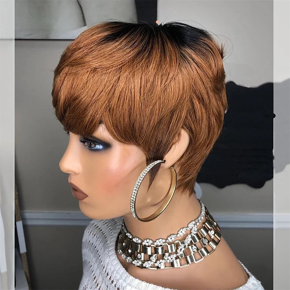 parrucche kabadu pixie cut per donne nere parrucche brasiliane capelli umani con frangia f1b27 parrucche bionde afroamericane parrucche glueless densità 150% del 2025 a $23.99 –P8