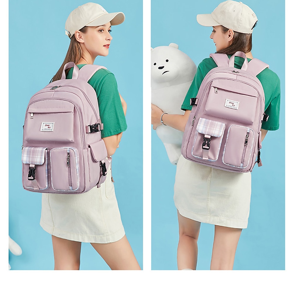 snygg rosa ryggsäck för tonårsflickor - stor kapacitet, back-to school-väska med flera fickor med justerbara remmar och hållbar design 2025 - $46.99 –P1