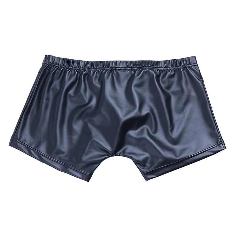 Men's Casual Shorts Faux Leather Shorts Solid Colored Comfort Soft Home Casual Clubwear Sexy Black 2026 - $17.49 –P6