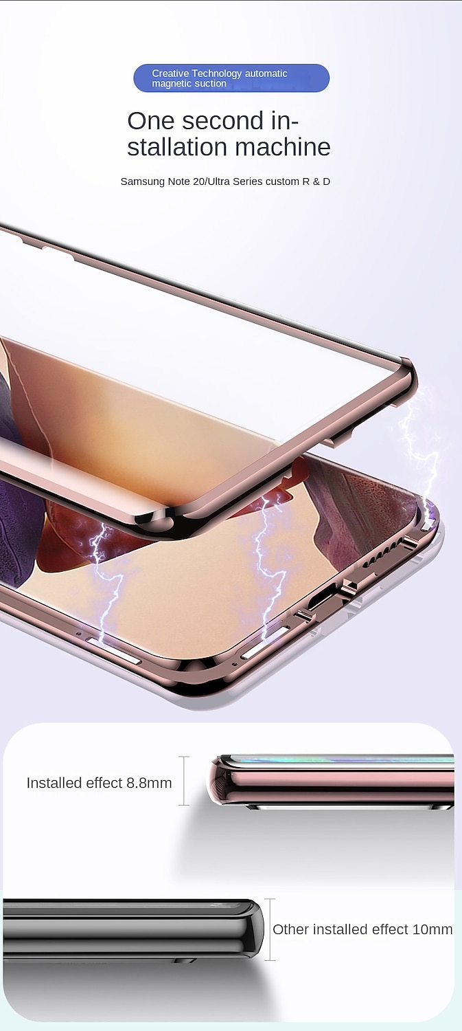 Phone Case For Samsung Galaxy S26 Ultra Plus S25 S24 S23 S22 S21 Ultra Plus Magnetic Adsorption Bumper Frame Magnetic Full Body Protective Solid Colored Tempered Glass Metal 2026 - $19.99 –P6