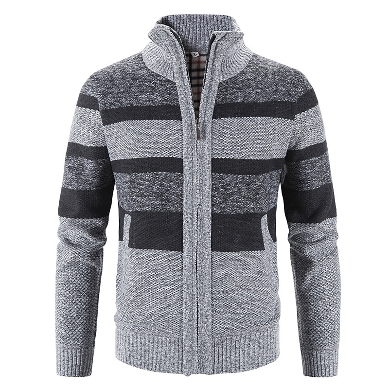 Herren Pullover Strickjacke Zip Pullover Reißverschluss Pullover Jacke Gerippt Stricken Strick Farbblock Ständer Modisch Casual Sport Freizeitskleidung Bekleidung Herbst Winter Marineblau Blau M L XL 2025 - $30.99 –P6