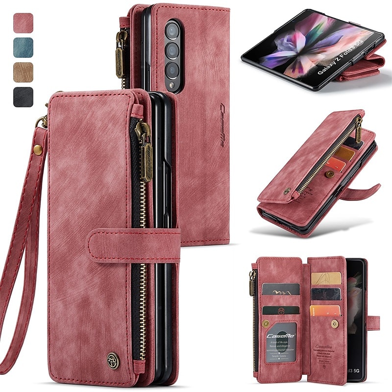 Z Flip 5 Case With Leather Wallet, Strap Zipper Wallet Galaxy Z