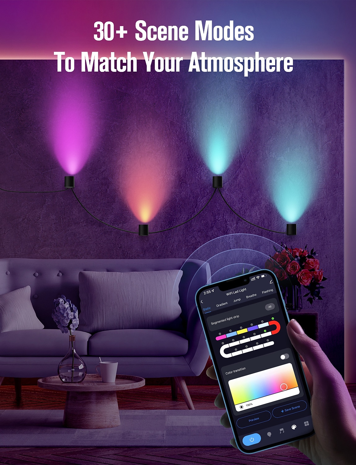 LED Smart Light Decorative Alexa Tuya Wifi Smart Music Synchronous Multi-color Wall Lamp Remote Control Plug-in 2026 - $111.99 –P4