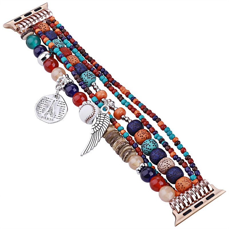 Corda trançada artesanal Compatível com Pulseira Apple Watch 38mm 40mm 41mm 42mm 44mm 45mm 49mm Feminino Com Miçangas Boho Contas pulseira de substituição para iwatch Ultra 2 Series 9 8 7 SE 6 5 4 3 de 2025 por $23.99 –P6