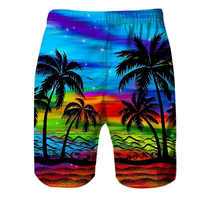 Men's Coconut Tree Graphic Prints Swim Trunks Swim Shorts Board Shorts Mid Waist Hawaiian Boho Casual Daily Holiday Drawstring with Mesh lining Elastic Waist Designer Clothing Apparel 2025 - $19.99 –P6