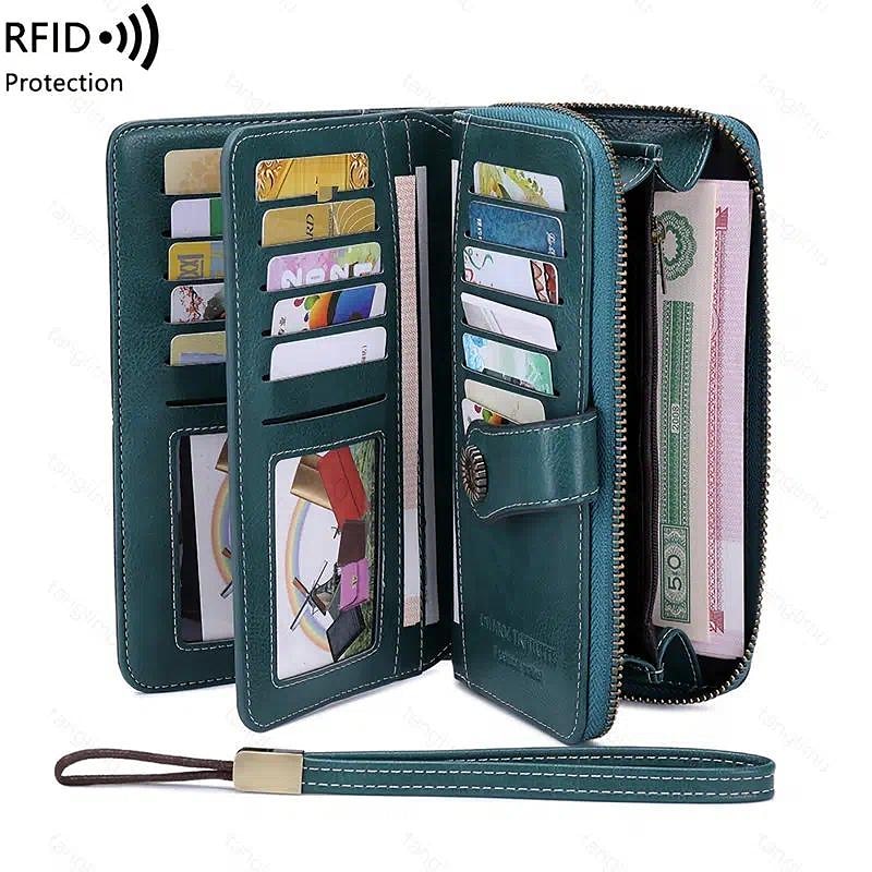 2025年 RFIDブロッキングロングウォレット(ウィ wristlet付き)、レトロスタイルのフェイクレザーウォレット、マルチカードスロットとID窓付き コレクション – $20.99 –P6