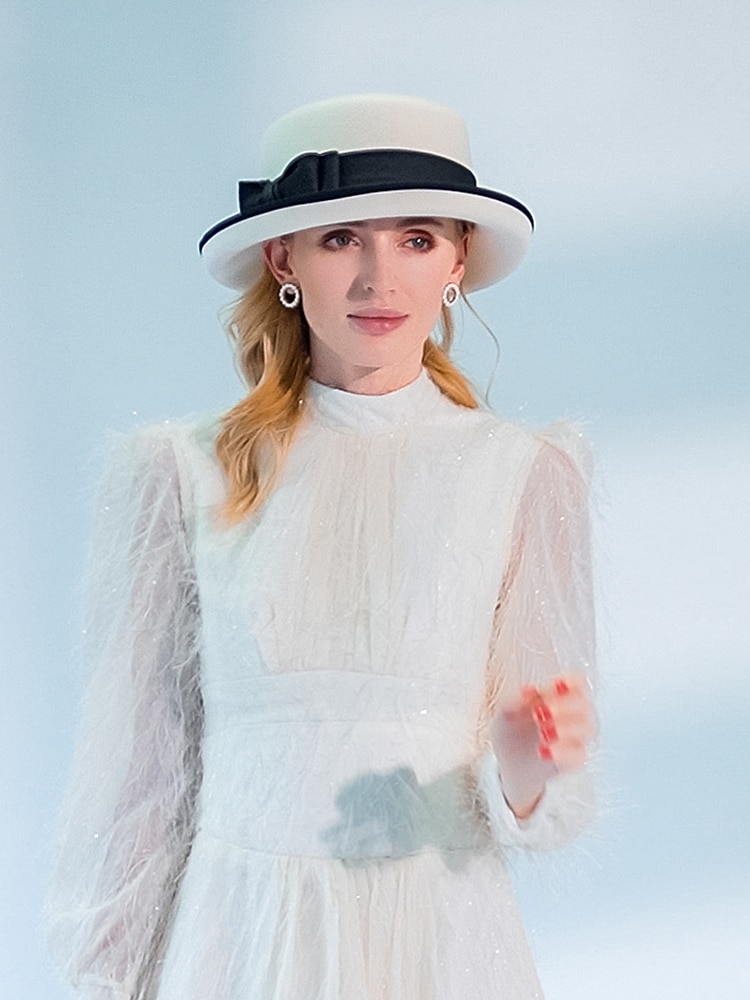 cappelli 100% lana cappello fedora casual tea party elegante con copricapo copricapo bowknot del 2026 a $75.99 –P7