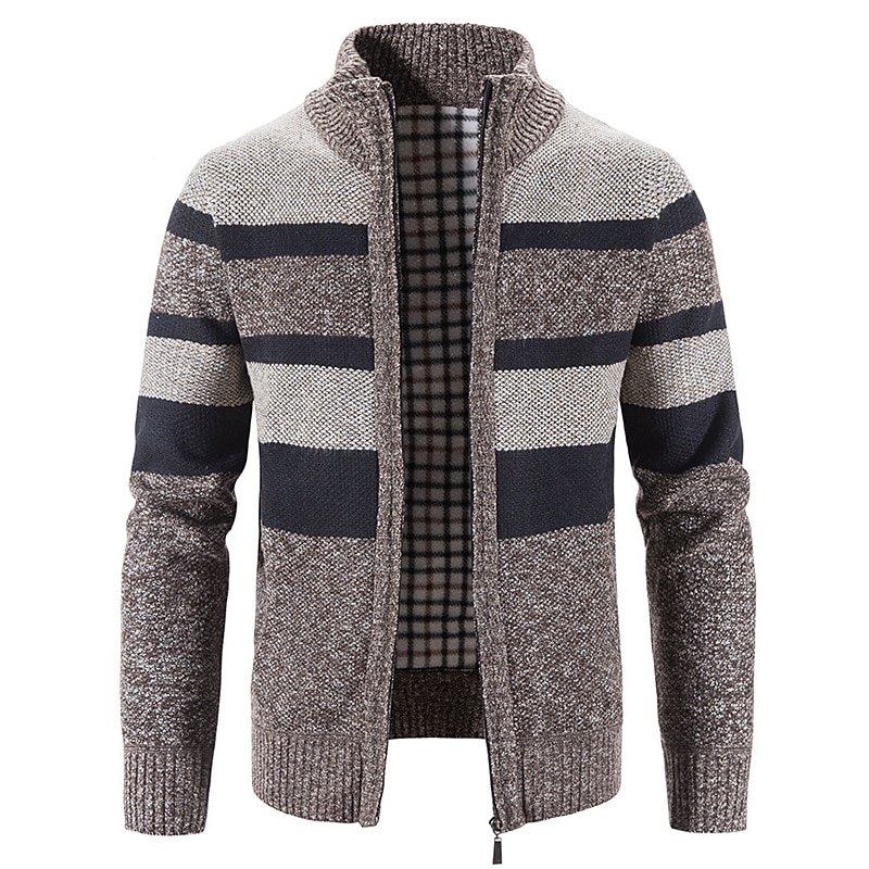 Herren Pullover Strickjacke Zip Pullover Reißverschluss Pullover Jacke Gerippt Stricken Strick Farbblock Ständer Modisch Casual Sport Freizeitskleidung Bekleidung Herbst Winter Marineblau Blau M L XL 2025 - $30.99 –P11
