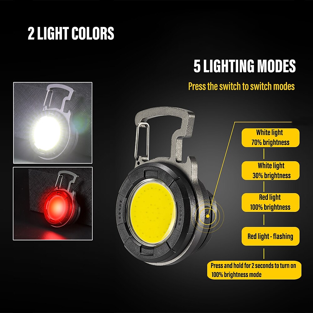 Mini Flashlight Camping Light Lantern Super Bright COB Keychain Work Light Floodlight with Strong Magnet and Clip Waterproof 2025 - $13.49 –P4