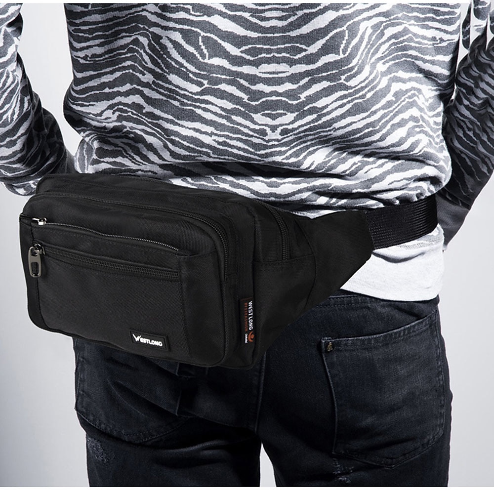 pánská crossbody kabelka fanny pack náprsní taška na opasek taška oxford látková venkovní denní zip obyčejná černá armáda zelená červená 2025 - $34.99 –P7