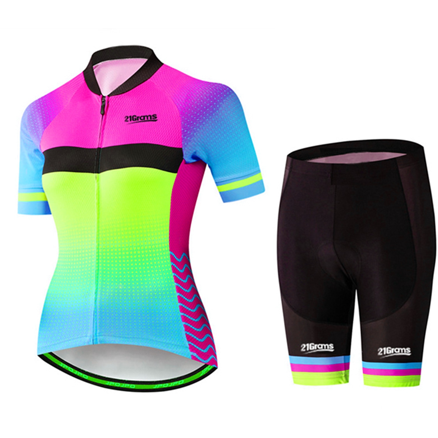 Damskie Koszulka z szortami na rower Krótki rękaw Kolarstwo górskie Kolarstwie szosowym Lato Wiosna Jesień Niebieski Rumiany róż Pomarańczowy Jednokolorowe Groszki Tęczowy Gradient Wzory Rower 2026 - $43.99 –P5