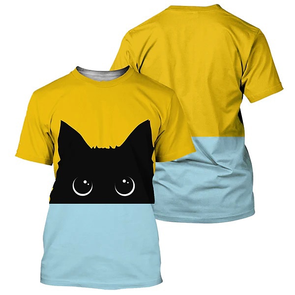 Men's Graphic Animal Cat T shirt Tee Short Sleeve T shirt 3D Print Crew Neck Shirt Vintage Fashion Designer Outdoor Casual Daily Black Yellow Orange Spring & Summer Clothing Apparel S M L XL 2XL 3XL 2025 - $17.99 –P2
