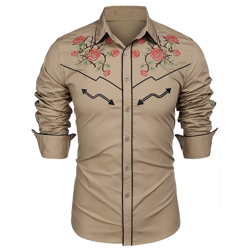 Per uomo Rosa Stampe astratte Camicia Camicia occidentale Camicia da cowboy Manica lunga Di tendenza Streetwear Originale Esterno Giornaliero Autunno inverno Collo ripiegabile Stampa Bottone giù Nero del 2025 a $26.99 –P7