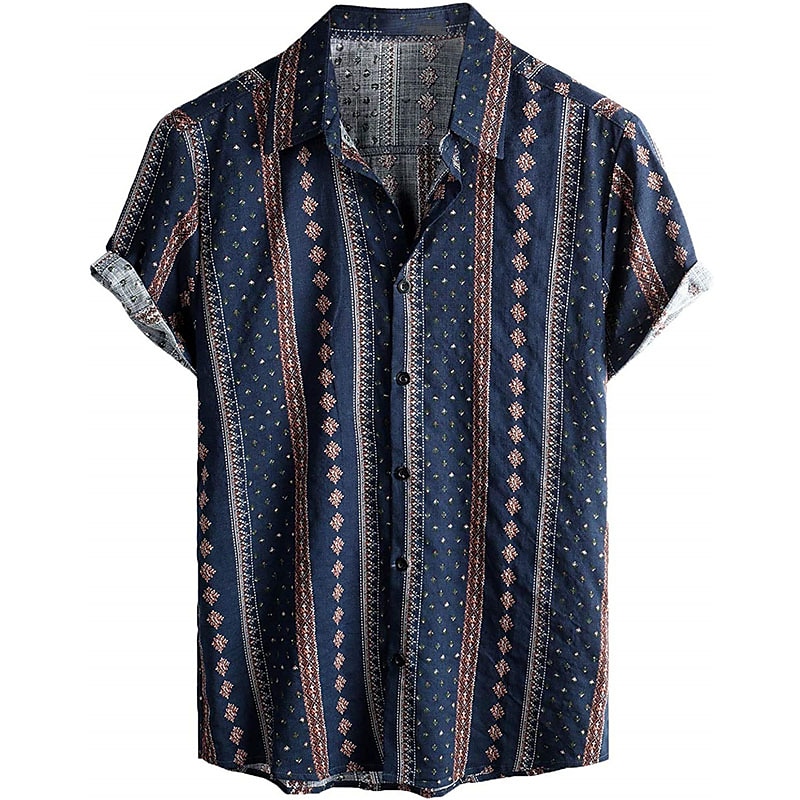 Per uomo Tribale Vintage ▾ Etnico Camicia Camicia con bottoni Manica corta Tropicale Di tendenza Hawaiano Informale Per eventi Spiaggia Estate Primavera Collo ripiegabile Stampa Bottone giù Blu del 2025 a GBP £19 –P5