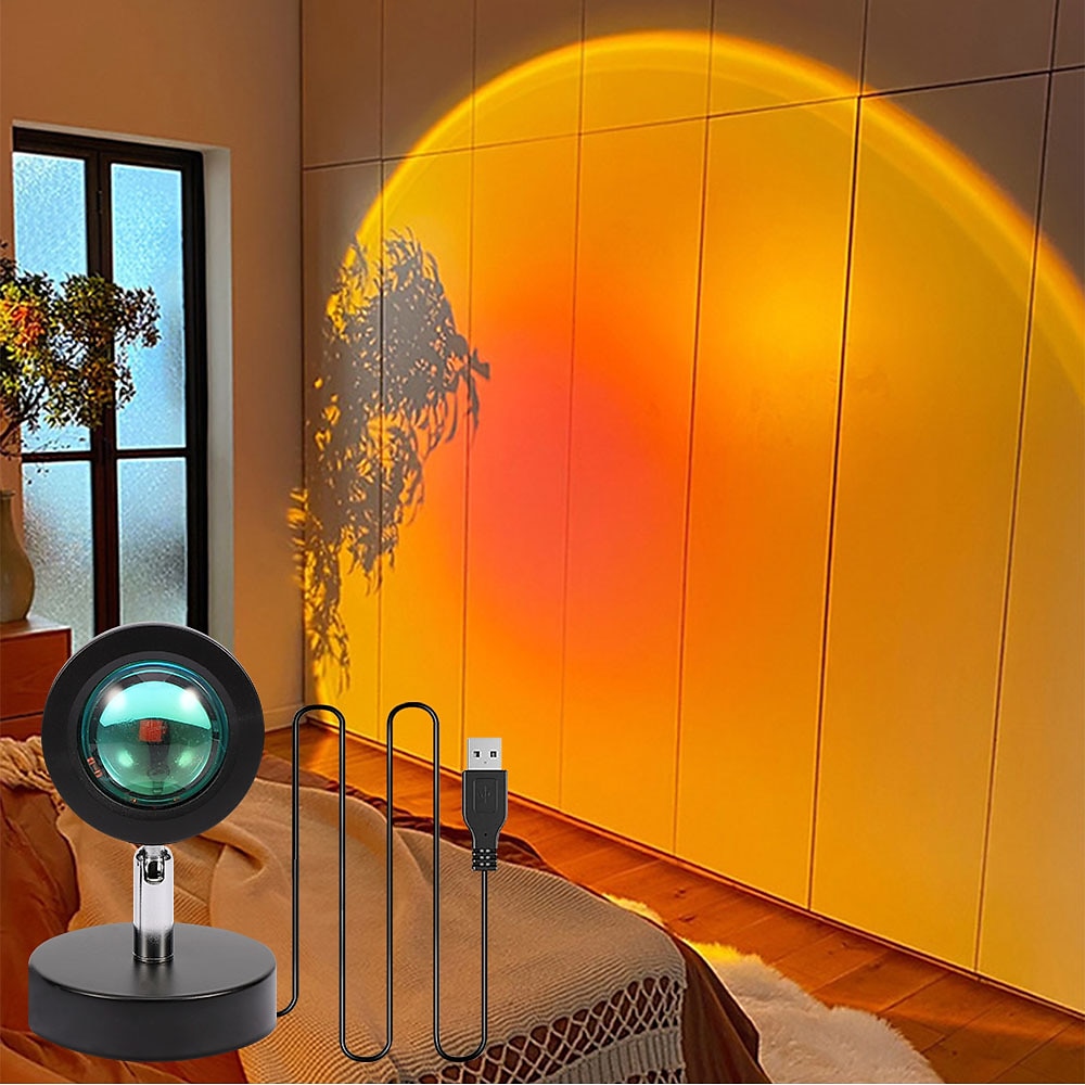 Sunset Lampe Sonnenuntergangs-Projektorlampe, USB-betriebene Regenbogen-Sonnenuntergangs-Atmosphärenlampe, 180 Grad drehbar für Wohnzimmer, Schlafzimmer, Nachttischlampe 2025 - $7.49 –P14