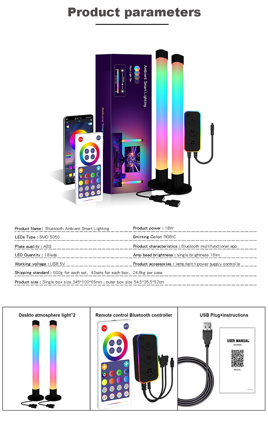 2025年 LEDスマートライトスマートライトバー 控制環境光 Bluetoothアプリリモコンボタン制御音楽制御 寝室リビングルームコンピューターTV環境光  コレクション – $29.99 –P3