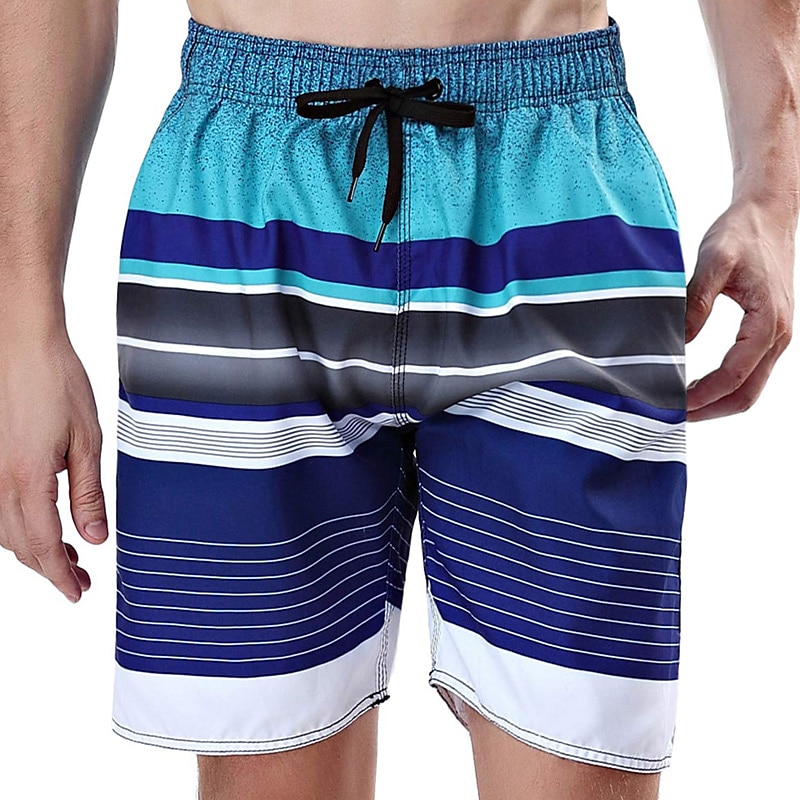 Homens Bermuda de Surf Shorts de Natação Calção Justo de Natação Com Cordão com forro de malha Cintura elástica Gradiente Listra Secagem Rápida Curto Casual Diário Feriado Havaiana Boho Azul Laranja de 2025 por $12.99 –P2