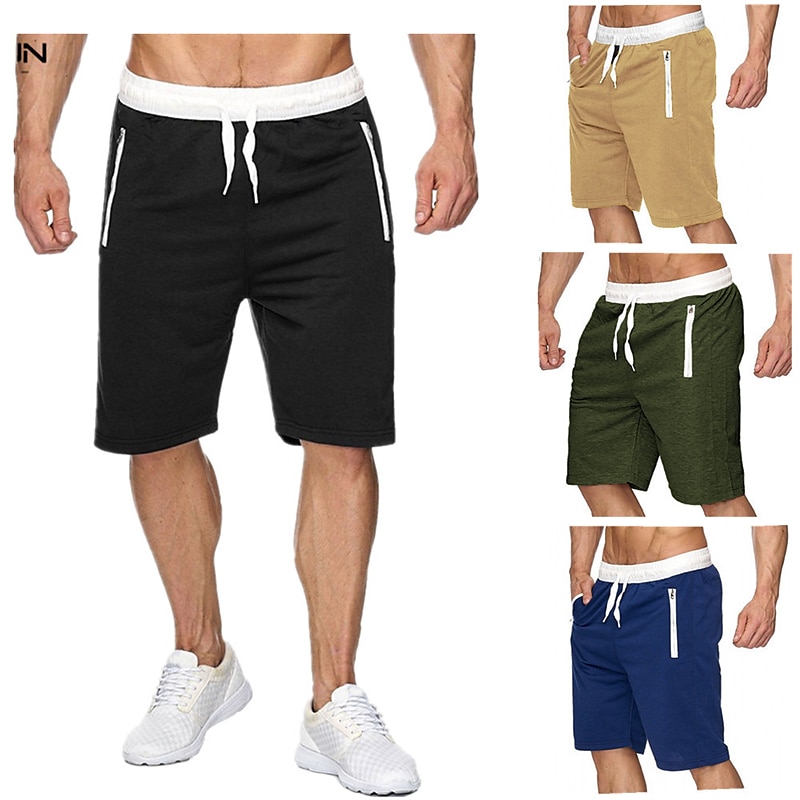 Men's Athletic Shorts Active Shorts Sweat Shorts Pocket Drawstring Solid Colored Comfort Wearable Knee Length Outdoor Daily Streetwear Casual Black Wine Micro-elastic 2025 - $12.49 –P1